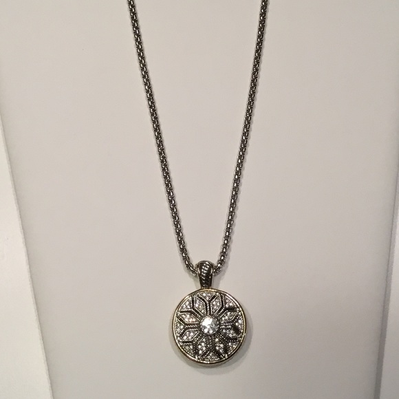 Two Tone Necklace with Crystals - Picture 3 of 4